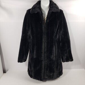 Ideology XS Black Faux Fur Womens Coat Jacket Pockets